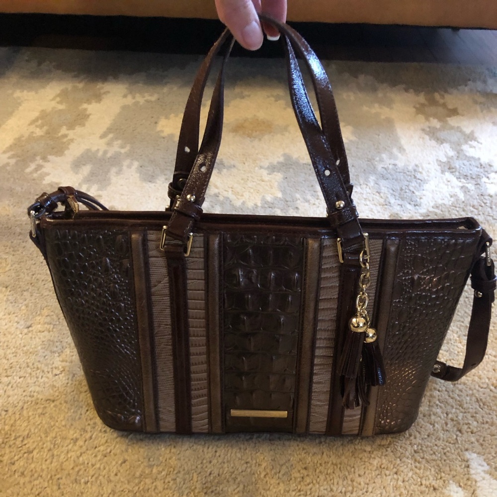 Brahmin Mini Asher Handbag In Brown Patina Dorati Excellent Condition! - Picture 2 of 16